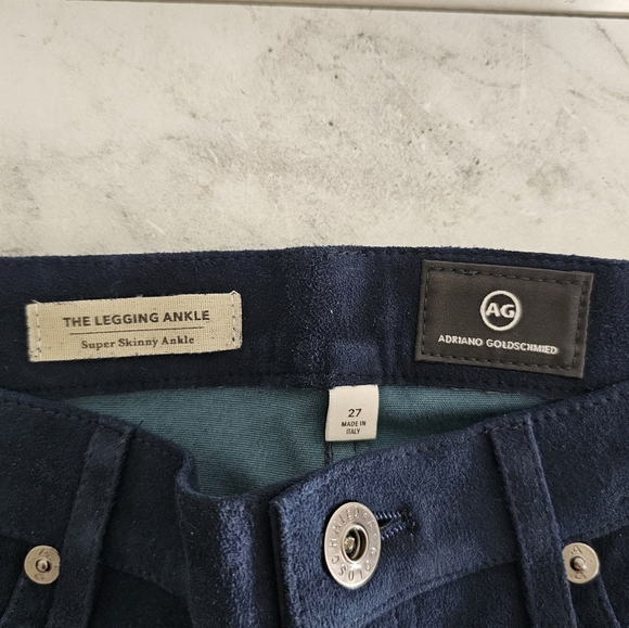 Adriano Goldschmied 100% Lamb Suede Midrise Super Skinny Ankle Blue Jeans 27 NWT - Picture 7 of 8